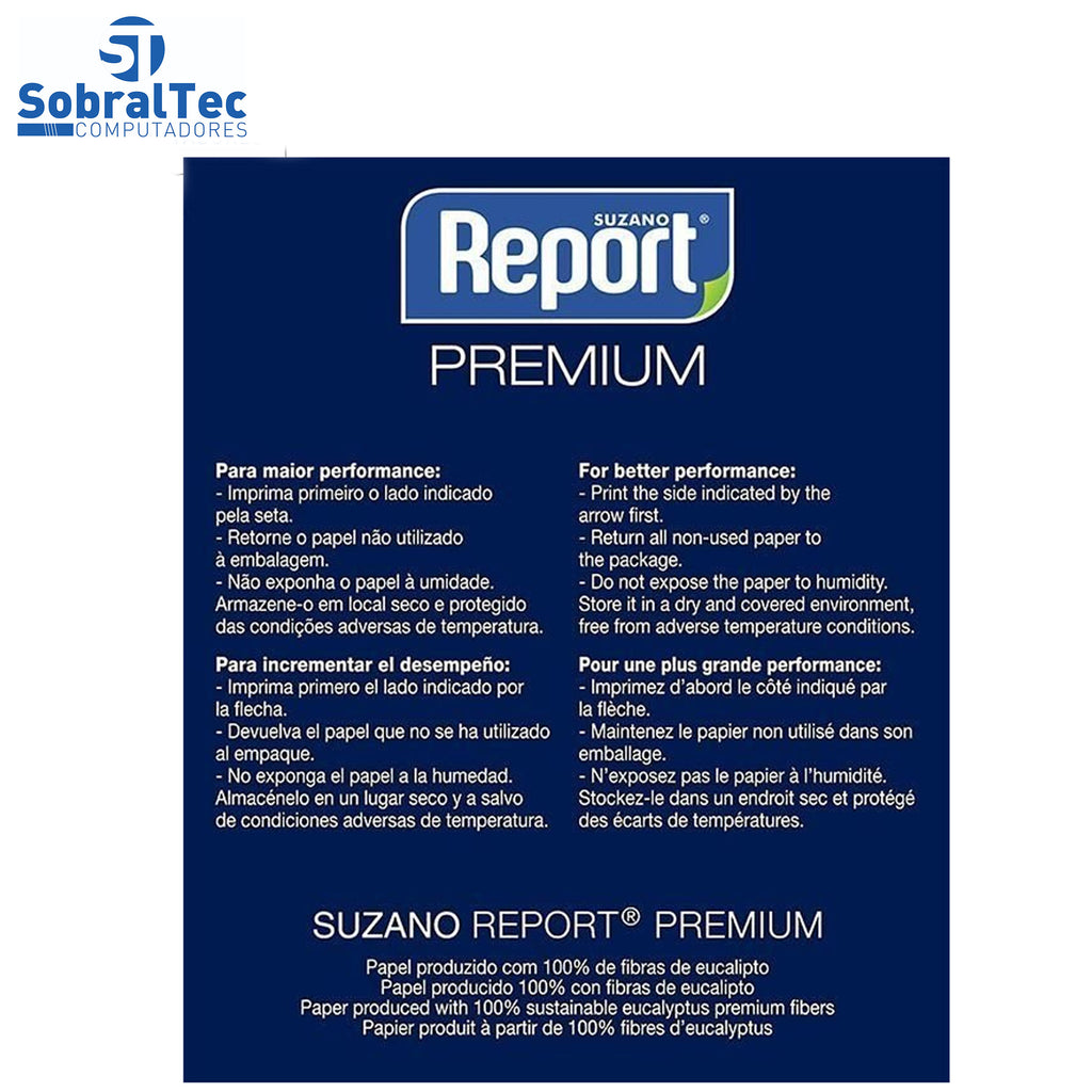 Papel A4 Premium Report 75g/m² - Resma Com 500 Folhas