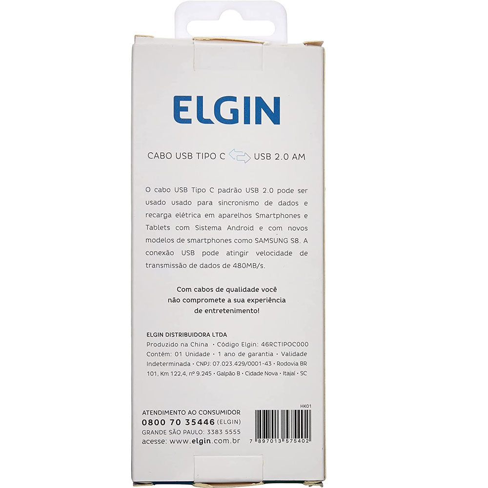Cabo USB Tipo C 1,0 Metro Elgin 46RCTIPOC000