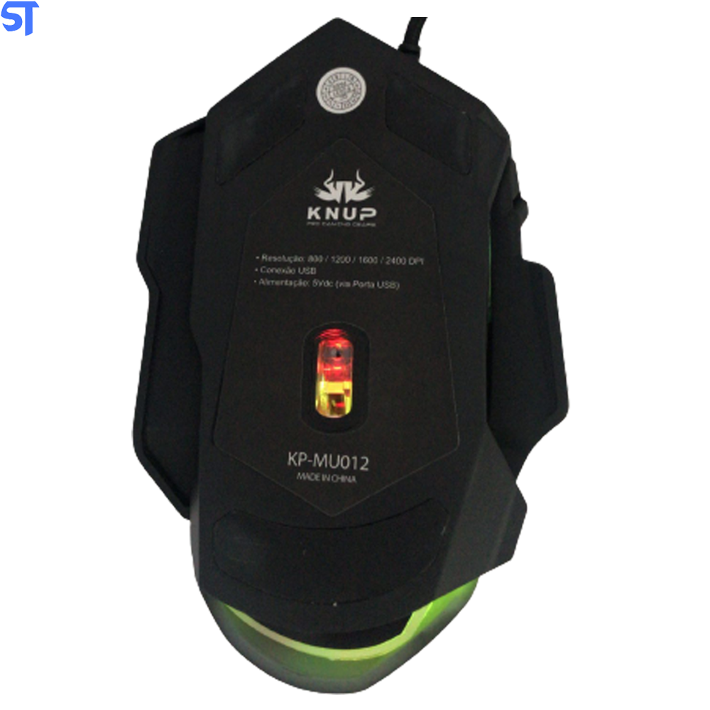 Mouse Gamer USB 2400 DPI LED 7 Botões Knup KP-MU012- Preto