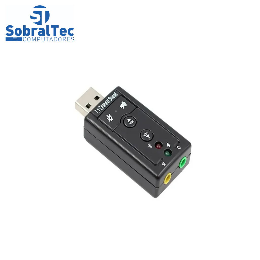 Placa De Som Usb 7.1 Adaptador Audio P2 P3