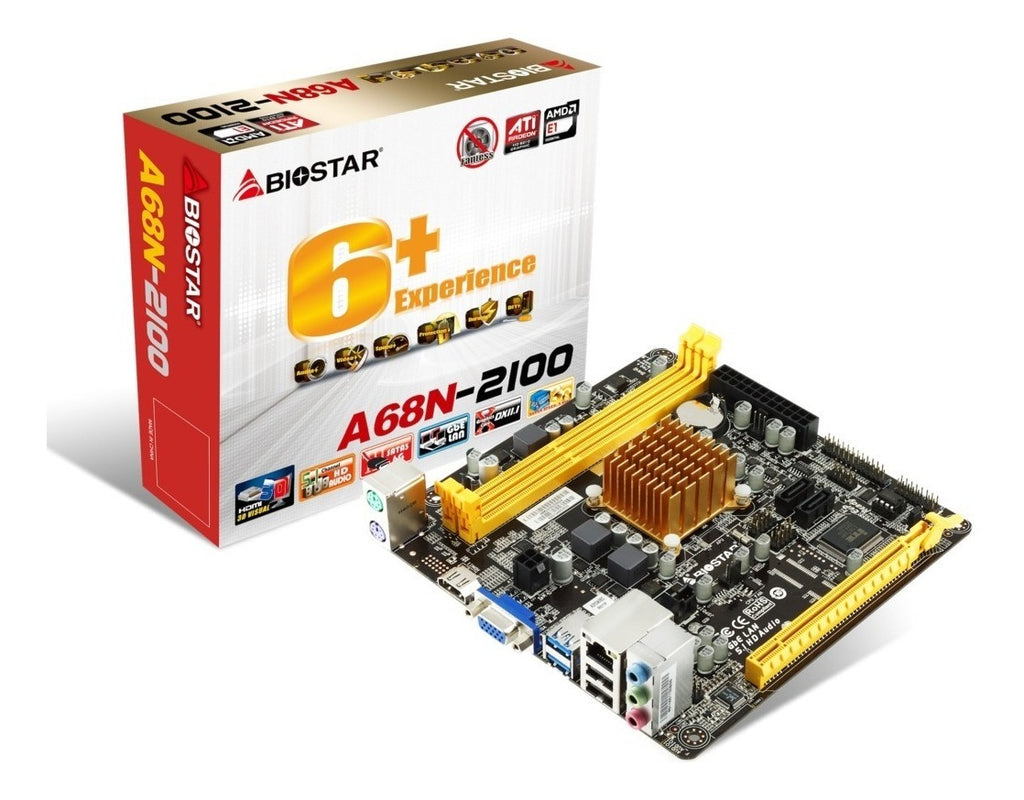 Placa Mãe Integrada Bios Star + Processador CPD Dual Core A68N-2100 AMD E12100 ITX