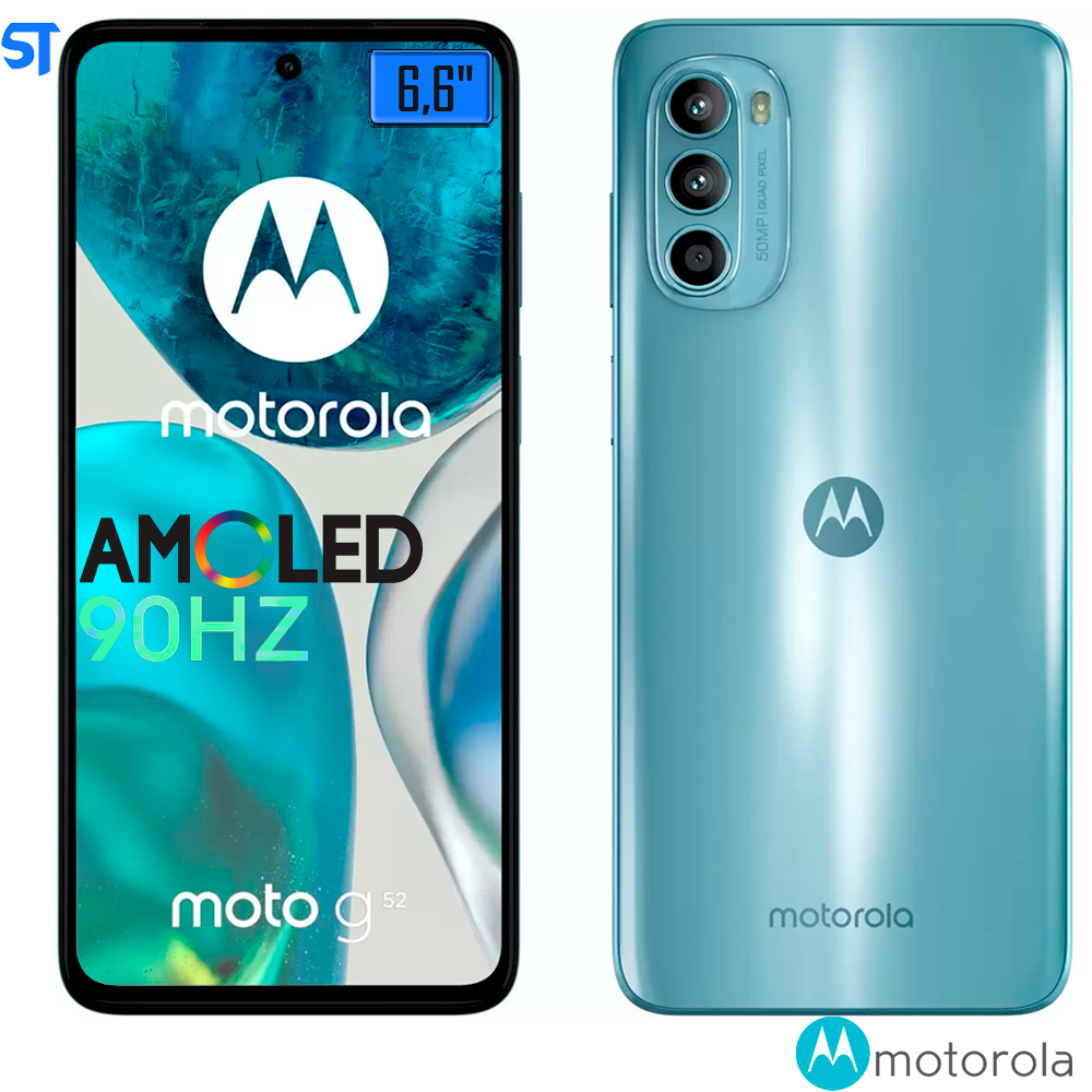 Smartphone Motorola Moto G52, 128GB, Azul, 4G, Tela 6,6" AMOLED 90Hz, Câmera Tripla 50MP, Selfie 16MP, Android