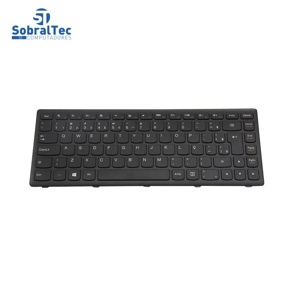 Teclado bringIT Compativel Com Ibm Lenovo G400S - Black - Br - Silver Frame - Big Enter