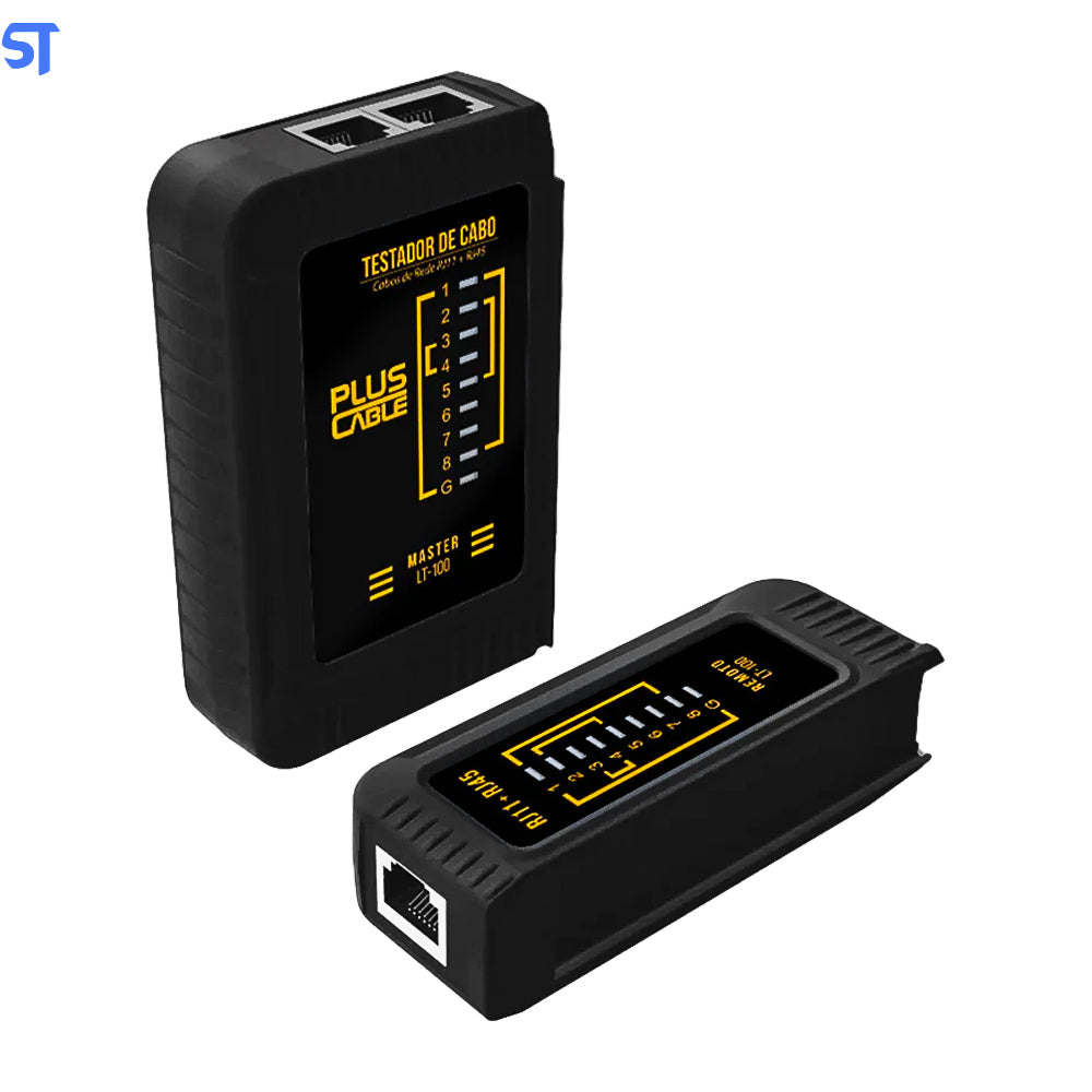 Testador de Cabo de Rede PlusCable, RJ11 e RJ45, 9V - LT-100BK