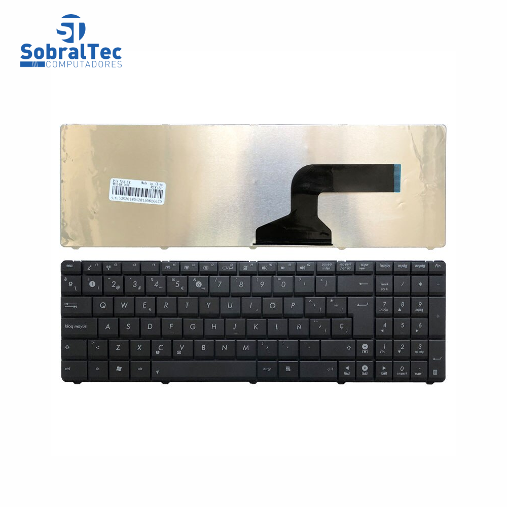 Teclado BringIT Compatível Com Asus N50 N53 Pn: N53-UK MB348-004- Black - Br
