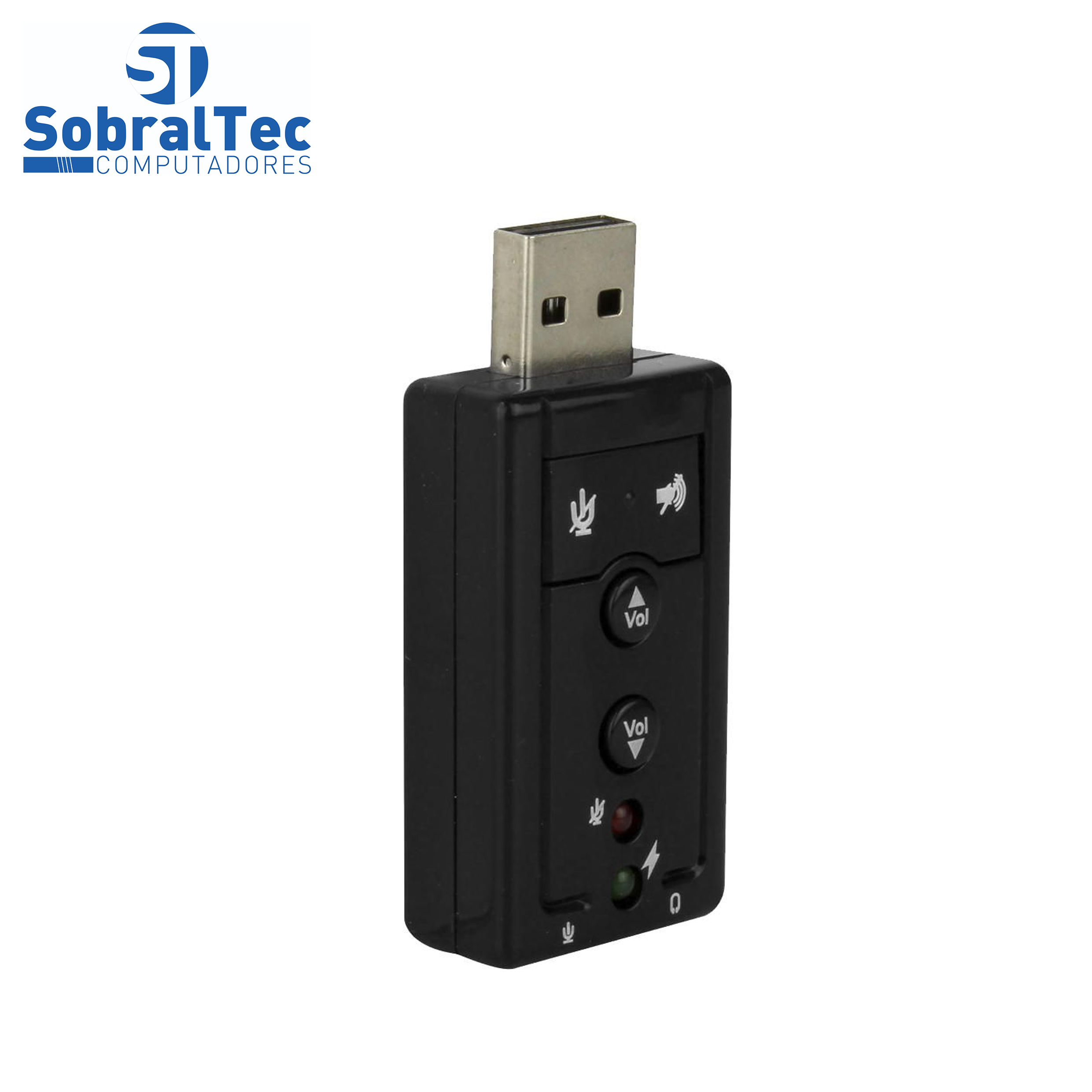 Adaptador Usb a Macho x Audio e Fone Preto