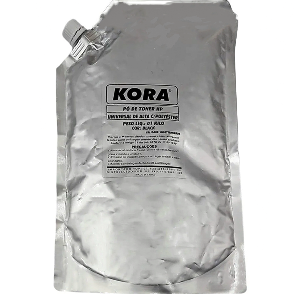 Refil Pó Para Recarga de Toner Compatível HP Universal-DE ALTA C/POL (JLT003) 1KG Kora