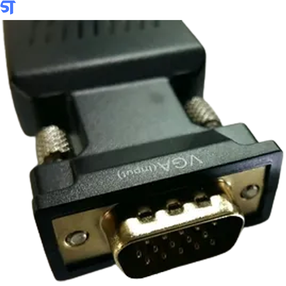 Conversor VGA Macho Para HDMI Fêmea Com Áudio Cabo P2 Macho E Cabo Usb- Preto