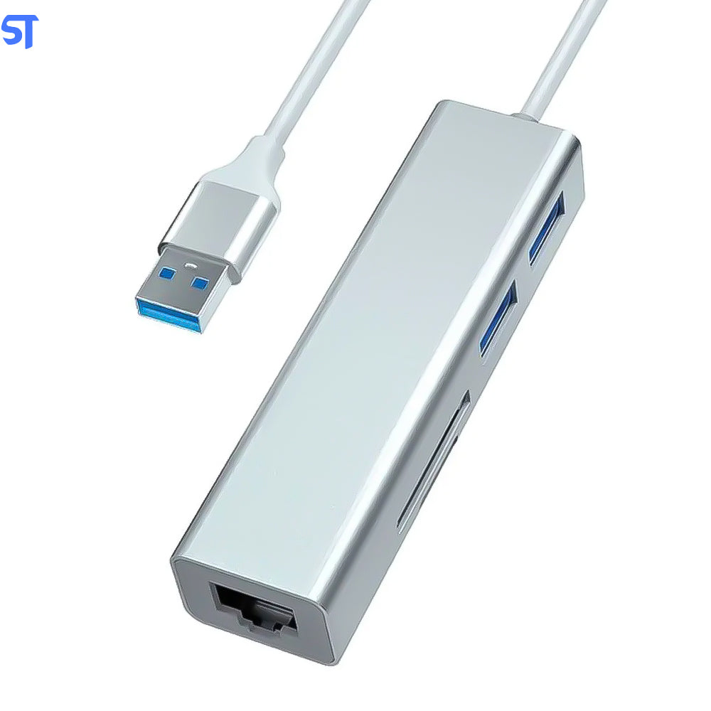 HUB Dock de Expansão com 2 Portas USB 3.0 + Leitor de Cartão TF/SD + Ethernet RJ45 10/100Mbps UHL-R350 - Exbom