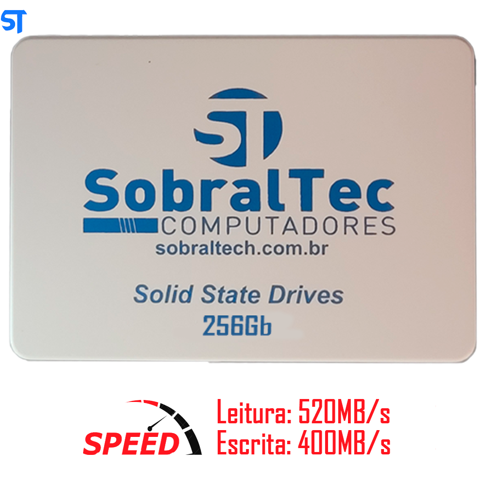 HD SSD SobralTec 256Gb 2.5 Sata3 Leitura 570Mb/s Escrita 500Mb/s - Branco