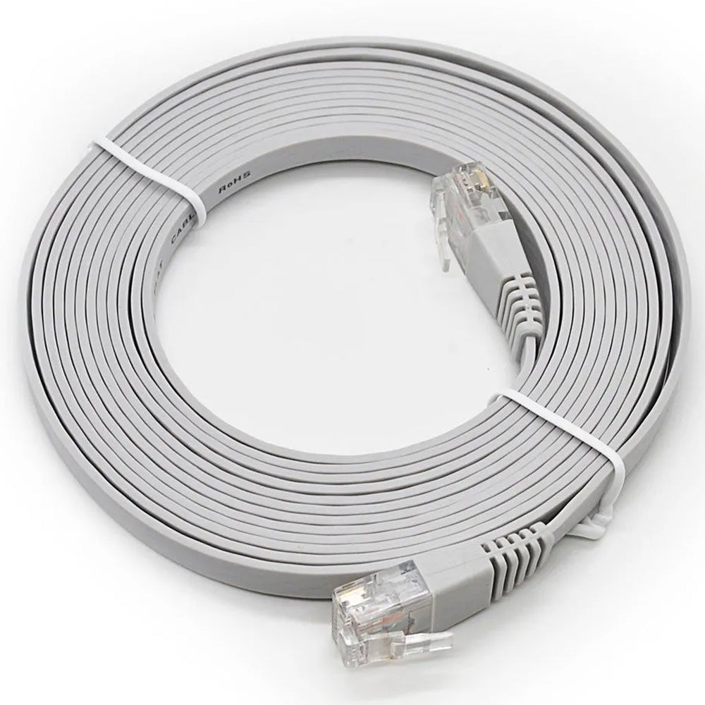 Patch Cord Flat Cable RJ45 Gigabit Flexível Cat6 3m Cinza
