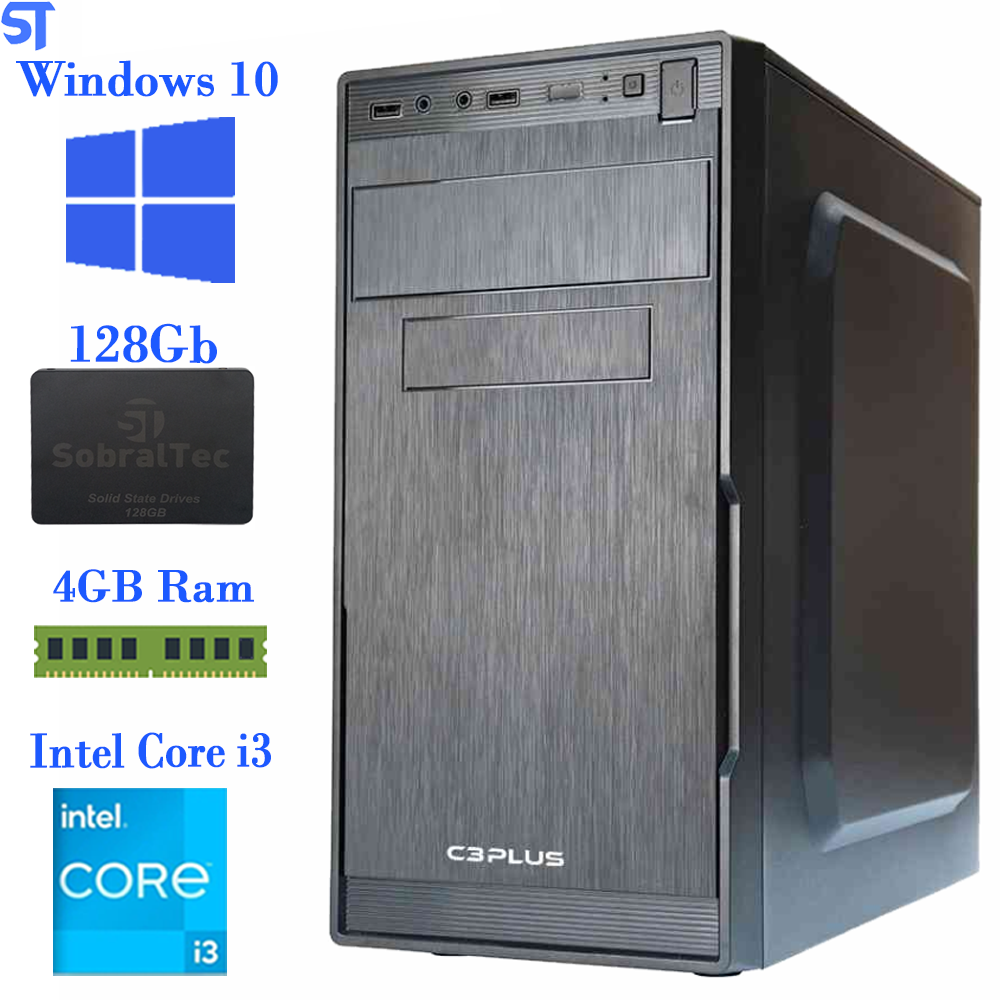 Computador Core i3-3220- HD SSD 120GB- Memória 4GB - Gab MT V23V2BK- Windows 10- Sobraltech