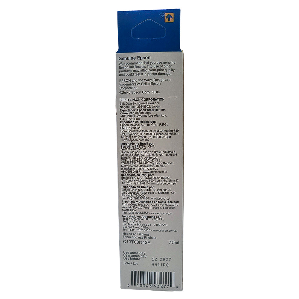 Refil de Tinta Epson Amarelo 504 T504 Para Ecotank 70Ml L4150 / L4160 / L4260 / L6171 / L6161 / L6191