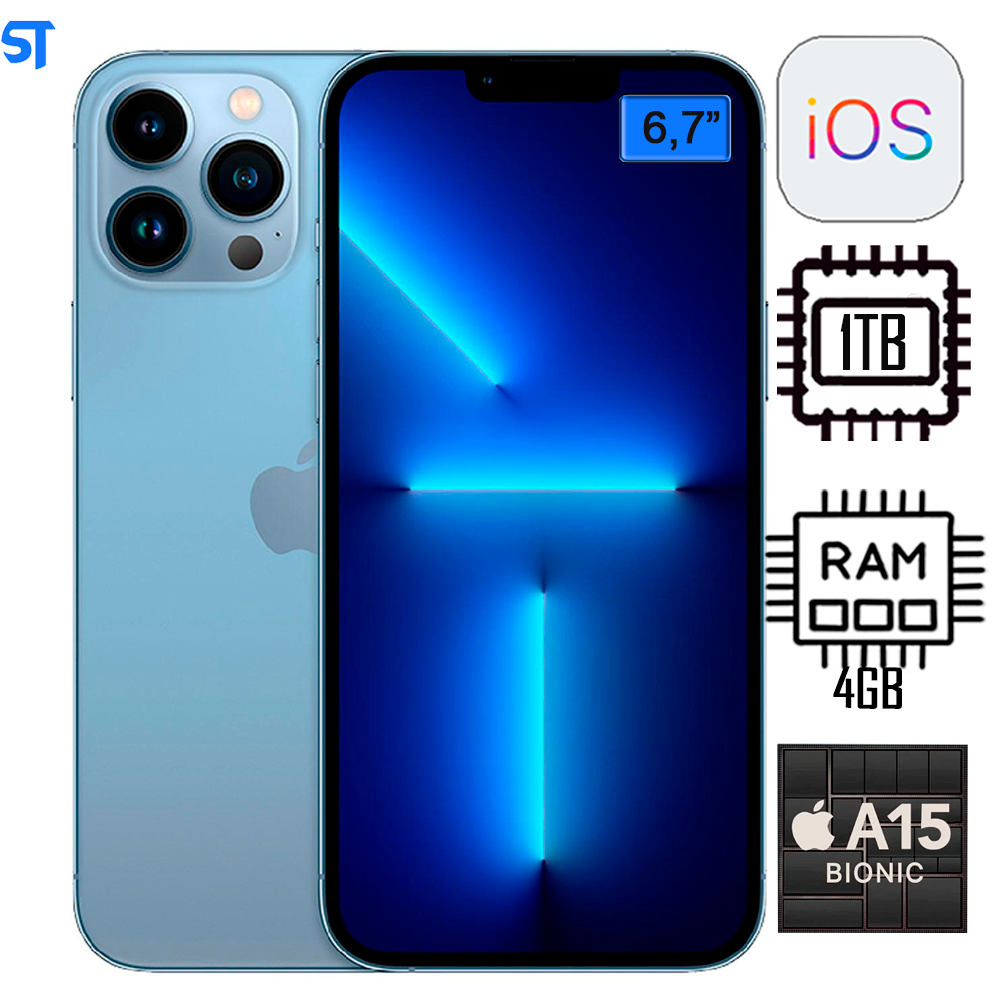 iPhone 13 Pro Max Apple (1TB) Azul Sierra, Tela de 6,7”, 5G e Câmera Pro de 12 MP