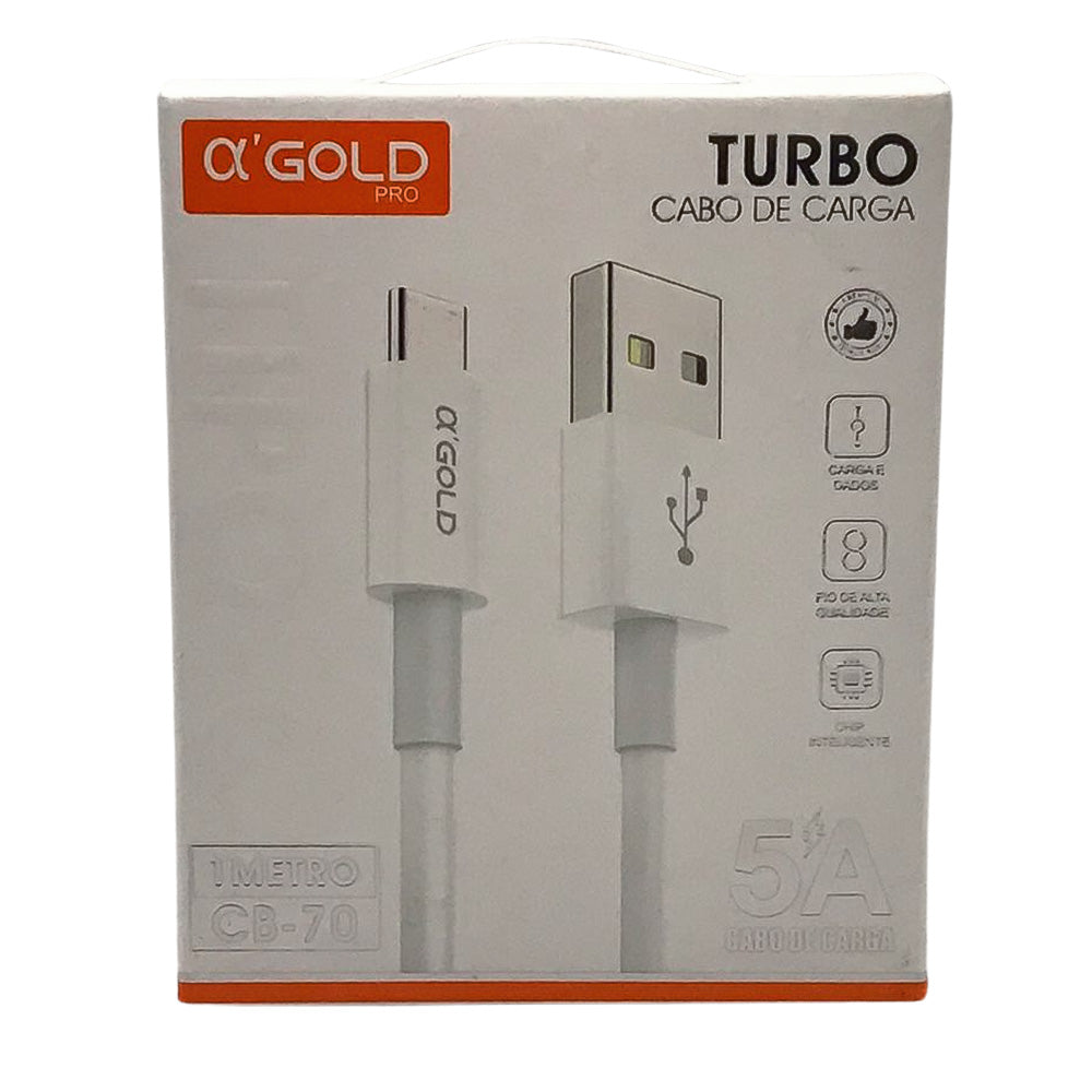 Cabo Tipo C 1 Metro Carregamento Rapido Golden CB-70