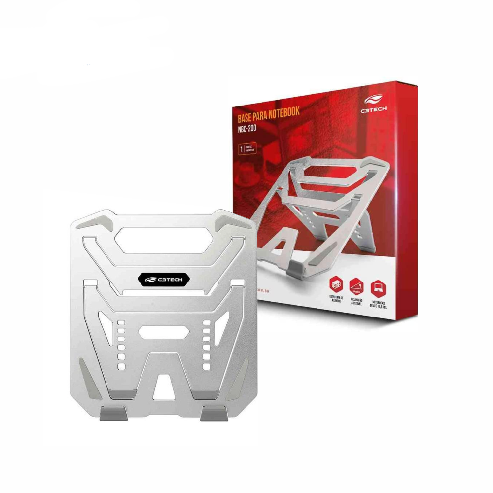 Base Para Notebook Em Alumínio 15,6" Ajustável 6 Níveis NBC-200SI C3TECH
