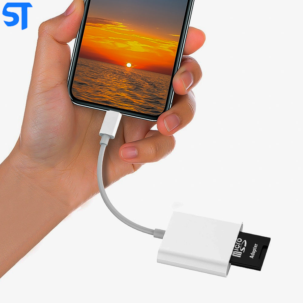 Adaptador Hub Cartão De Memória SD TF para iPhone - 14 13 12