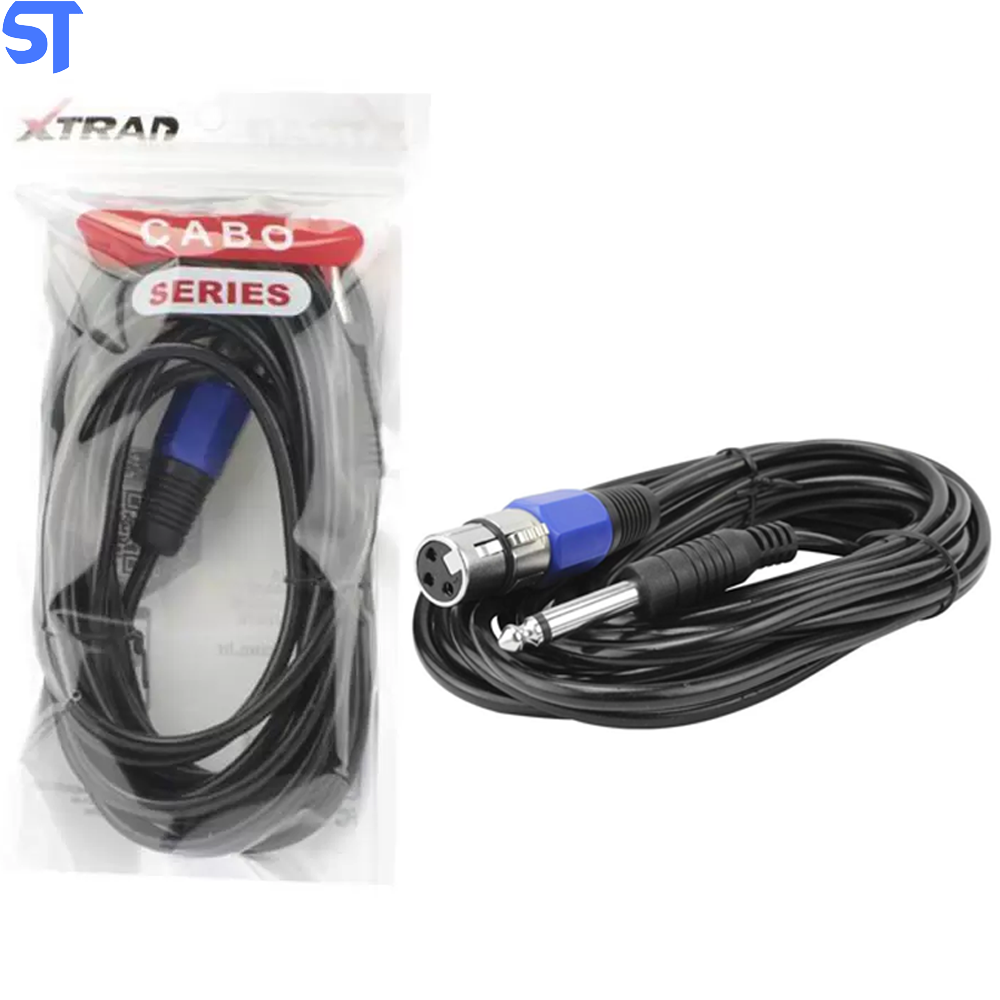 Cabo Para Microfone P10 Macho Mono Xlr Fêmea Xtrad XT-5326