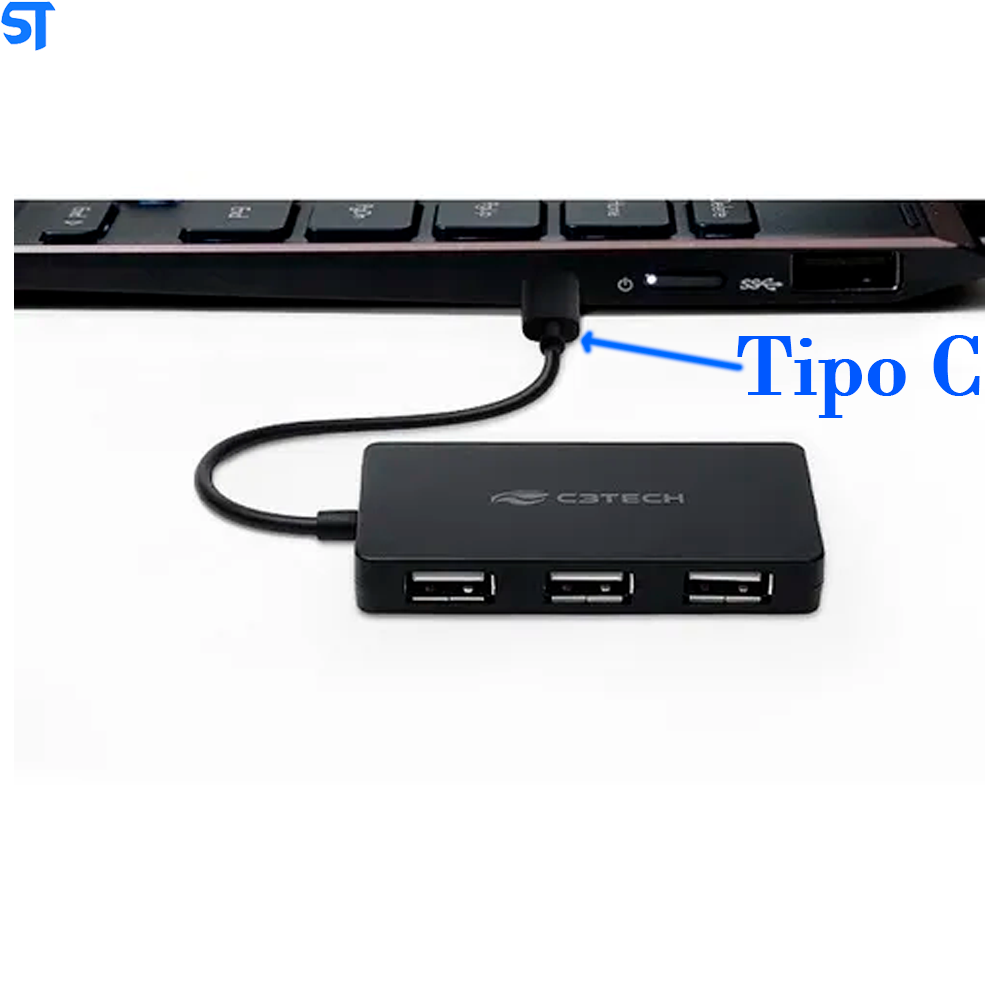 Hub USB Type C 2.0 Com 4 Portas USB HU-C200BK C3Tech