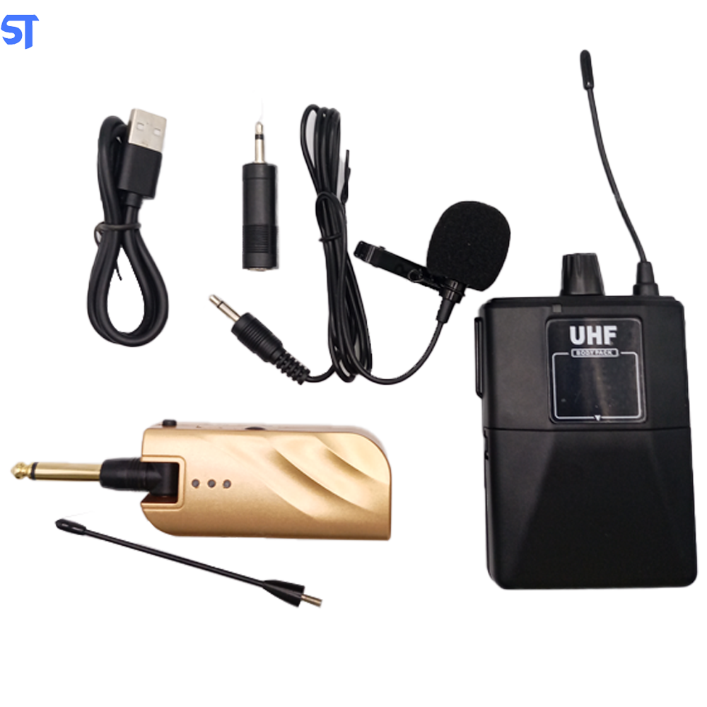 Conjunto De Microfones Sem Fio De Frequência Dupla Uhf Com 1 Transmissor 2 Lapelas - Mipu