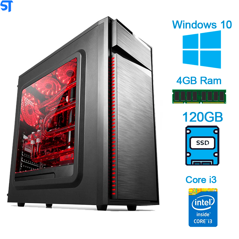 Computador Core I3-10105 3.7GHz, Memoria DDR4 4GB 2666MHz, SSD Kingston 120GB - Windows 10