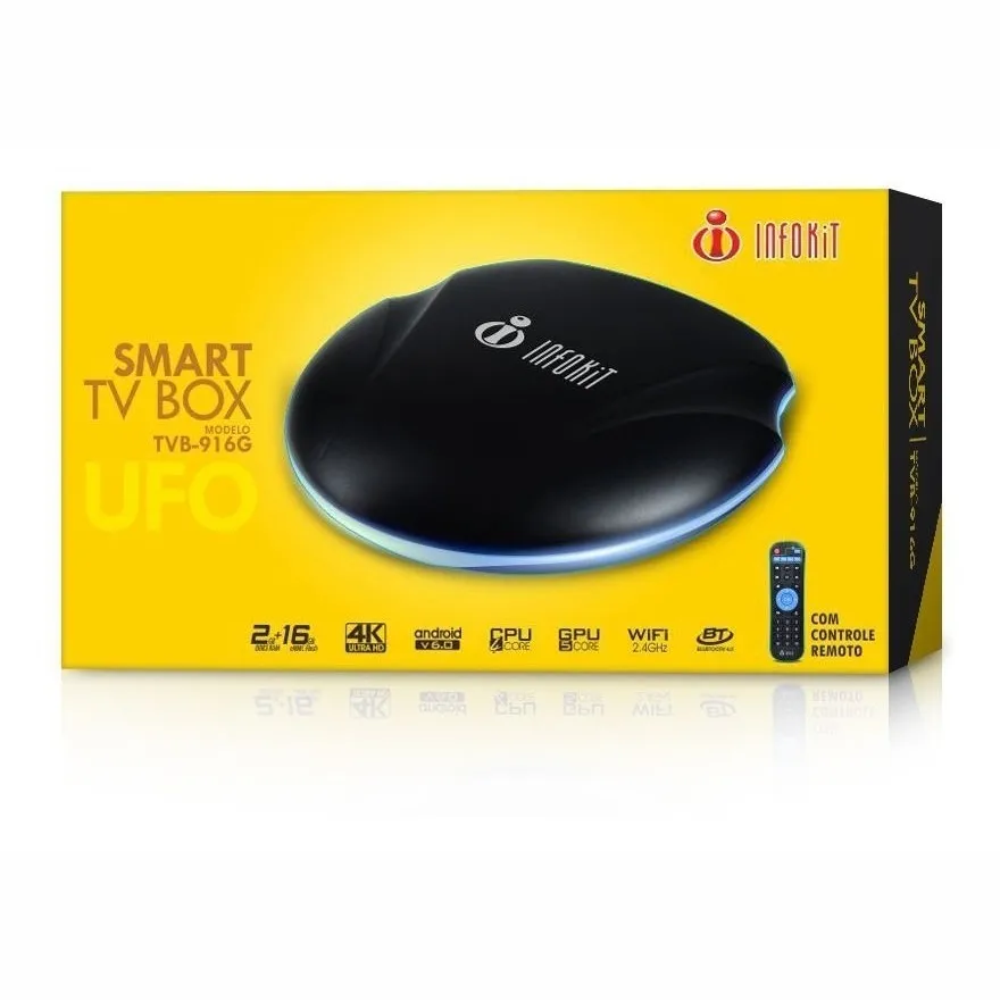 Smart Tv Box Android9  16Gb Infokit TVB-916G Ufo 4K 3D HD 2Gb Ram Bluetooth Wifi