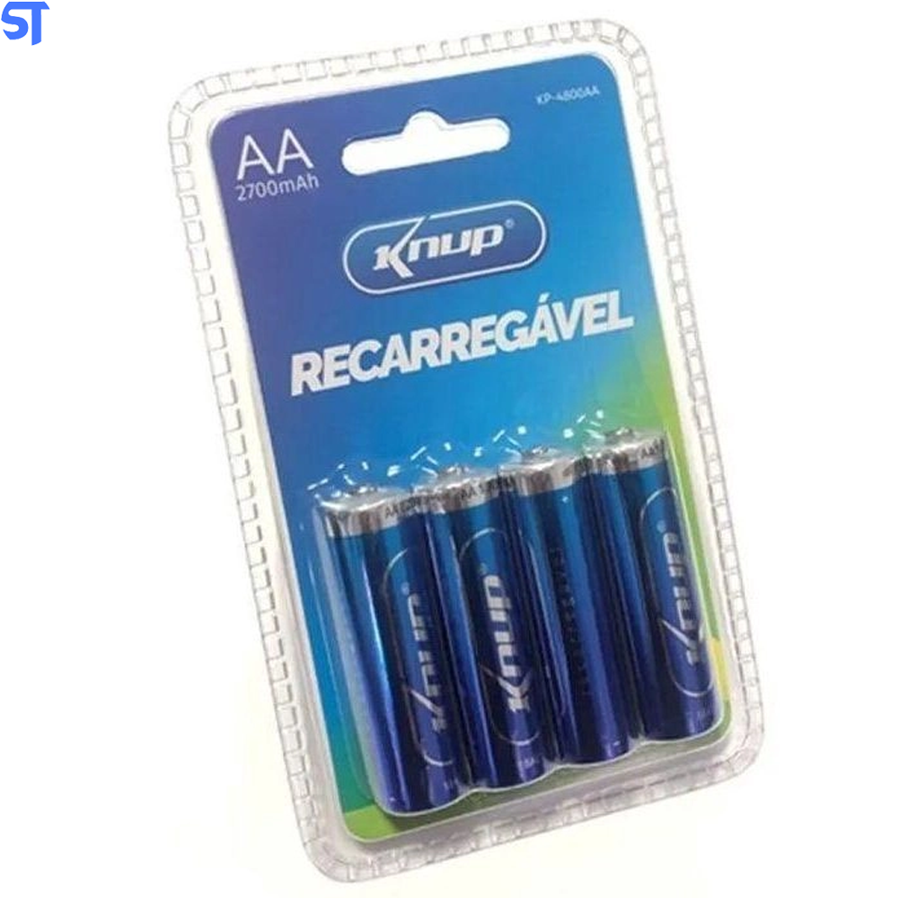 Pilhas Recarregáveis AA De 2700mah 4 Unid Knup Kp-4800AA