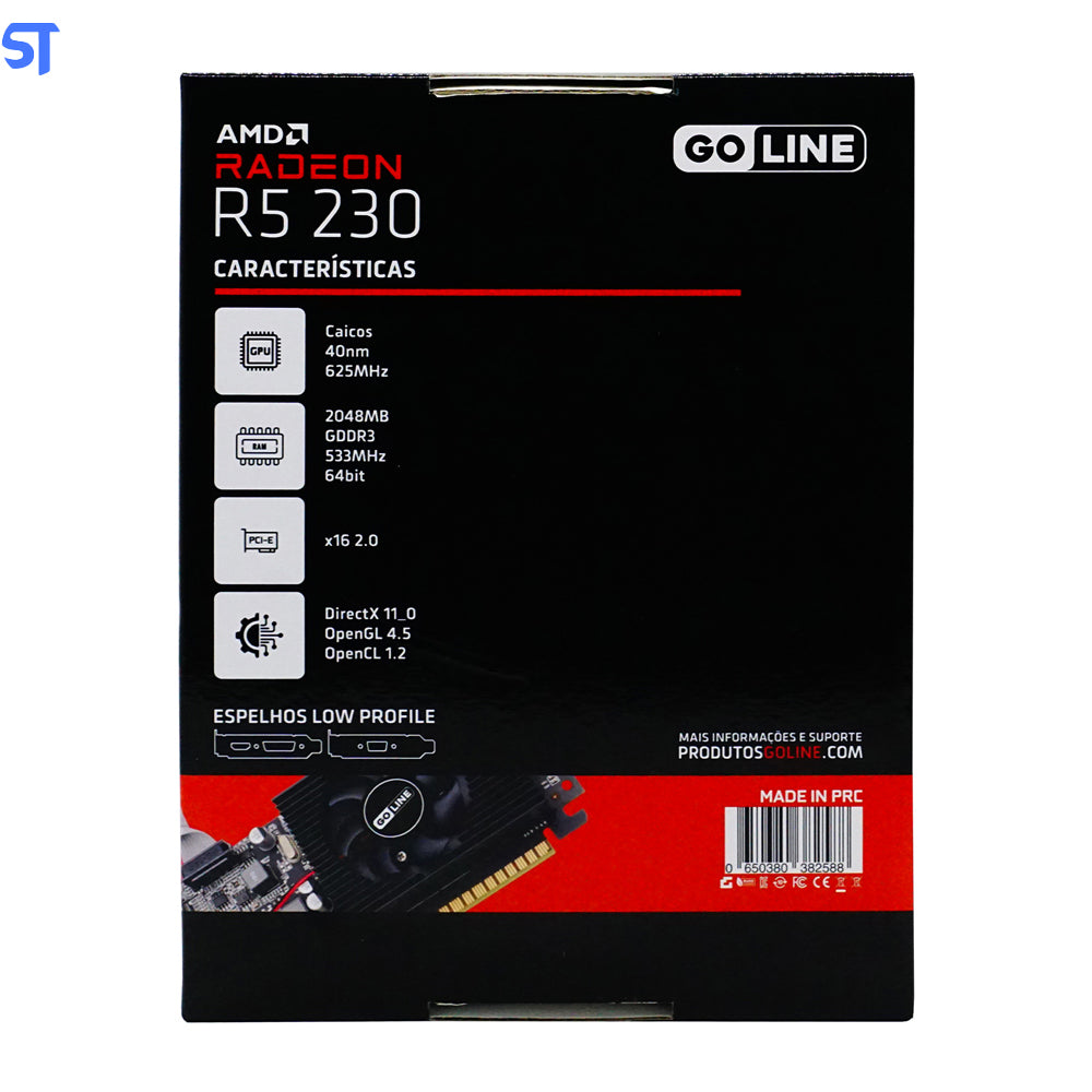 Placa de Vídeo Goline Radeon R5-230 2GB -64 Bits (GL-R5-230-2GB-D3)