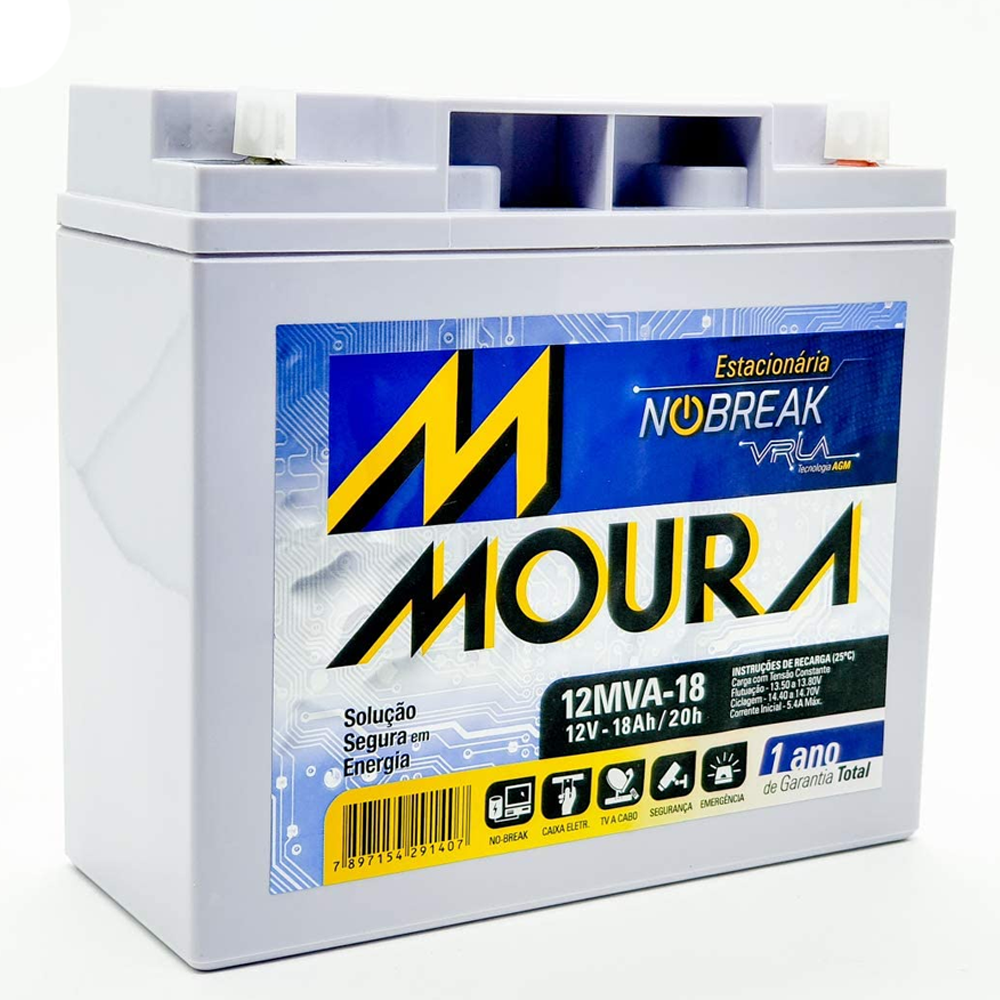 Bateria para Nobreak Moura Estacionaria 12v 18ah - 12mva-18