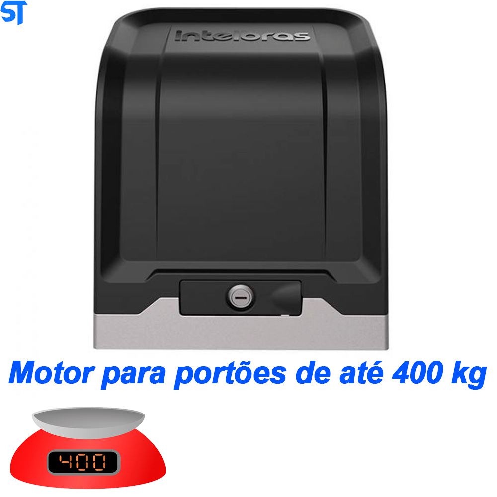 Kit Motor Automatizador de Portão Intelbras DR 400 Deslizante 1/4 HP Com 2 Controles Placa e Cremalheira de 3 Metros