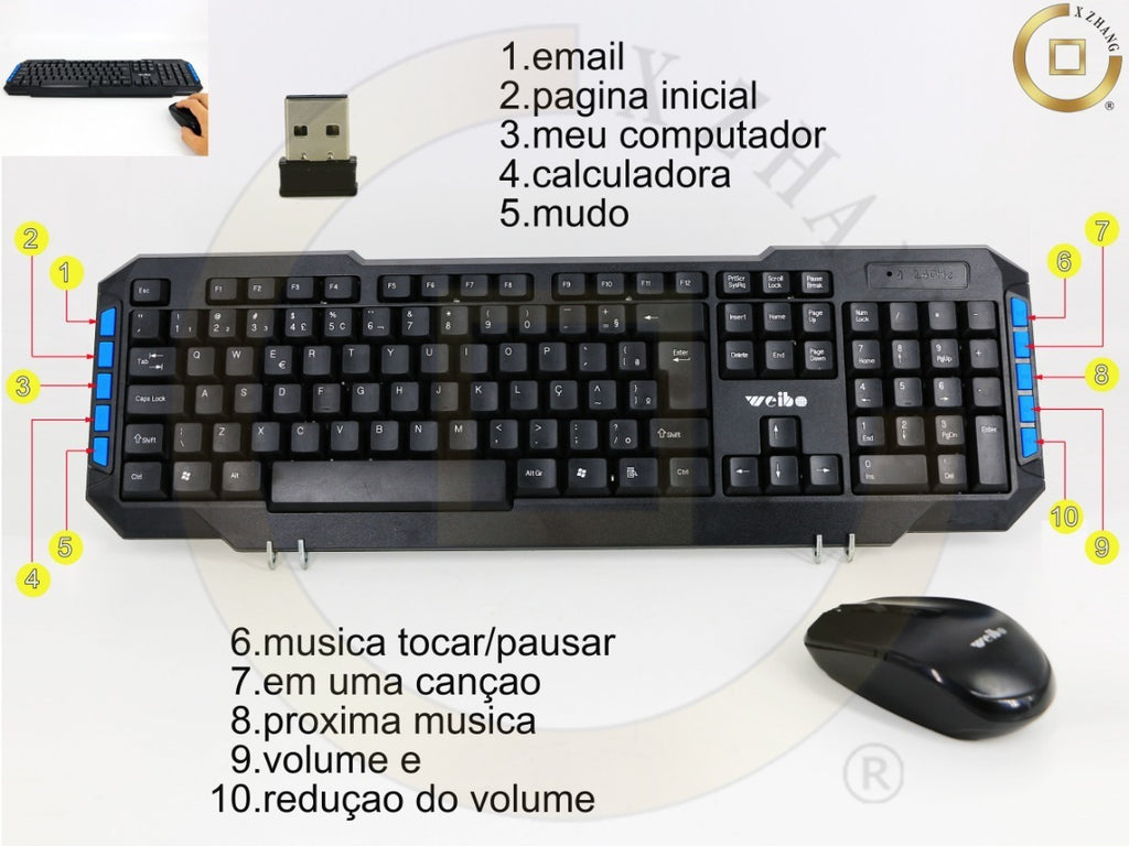 Kit Teclado e Mouse Wireless 2.4 Ghz Wb-8099 Veibo