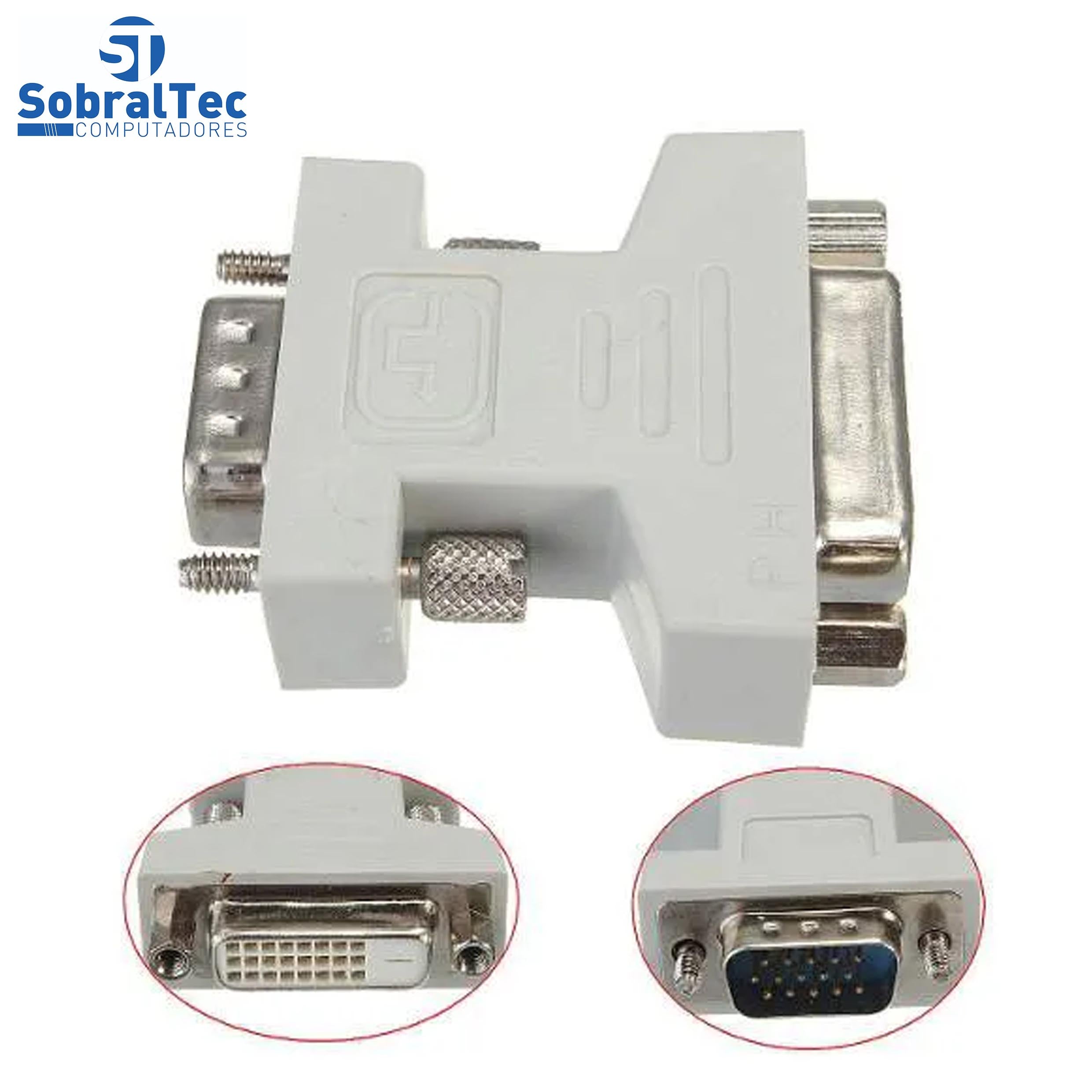 Adaptador DVI Fêmea 24+1 / 24+5 Para VGA Macho