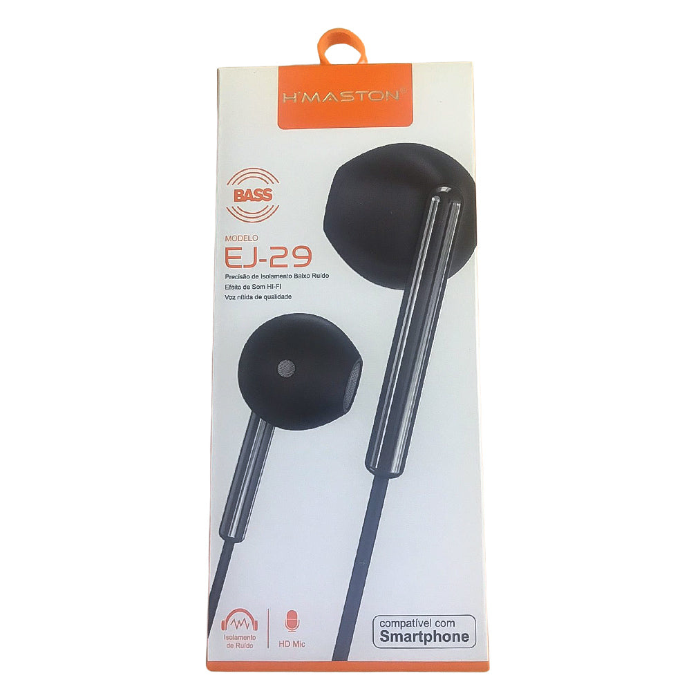 Fone De Ouvido Stereo Com Microfone H'maston Ej-29 Preto