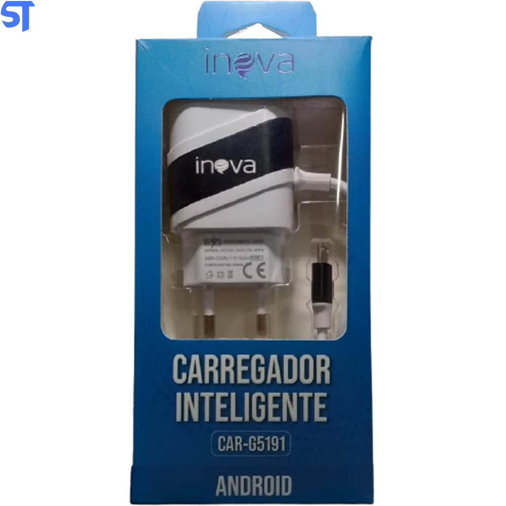 Carregador Inteligente Inova V8 Branco Com Preto - CAR-G5191