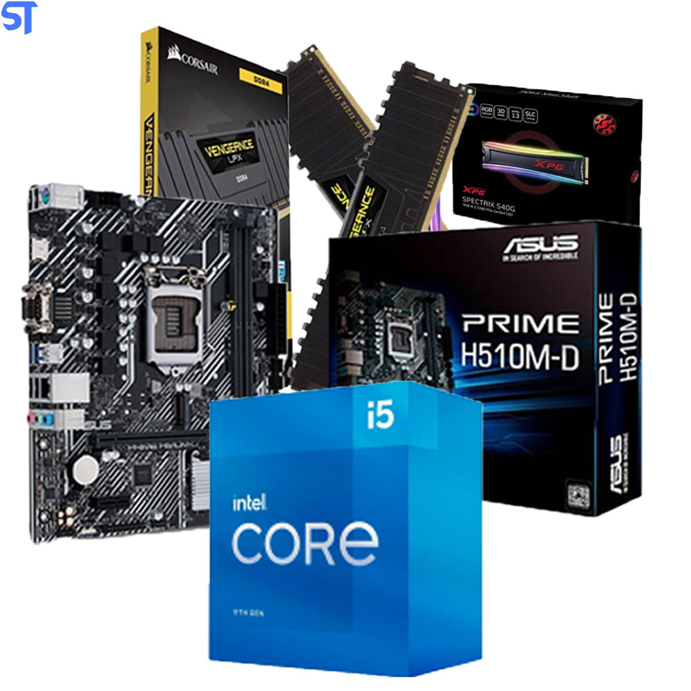 Kit Upgrade para Gamer Intel Core i5-11400 + Placa Mãe H510M-D + Ssd M.2 256Gb + 16GB DDR4 Corsair + GTX  1660 super