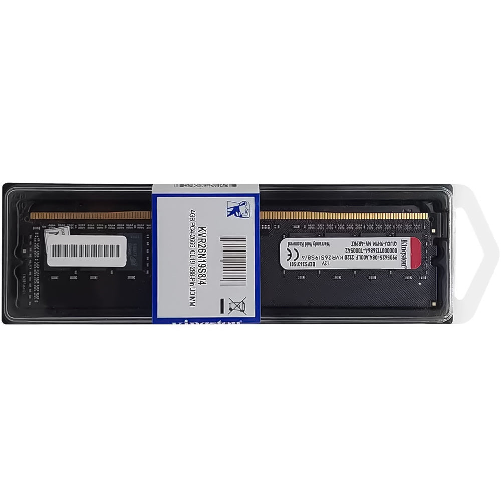 Memória Ram Desktop DDR4 4GB 2666MHz Kingston KVR26N19S8/4 - Preta
