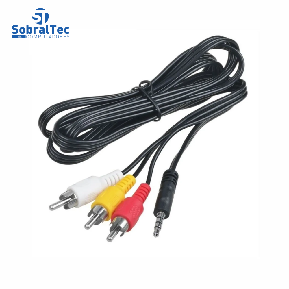 Cabo P3 Para Rca Estéreo Áudio e Vídeo 2 Metros Dourado It Blue LE-1001