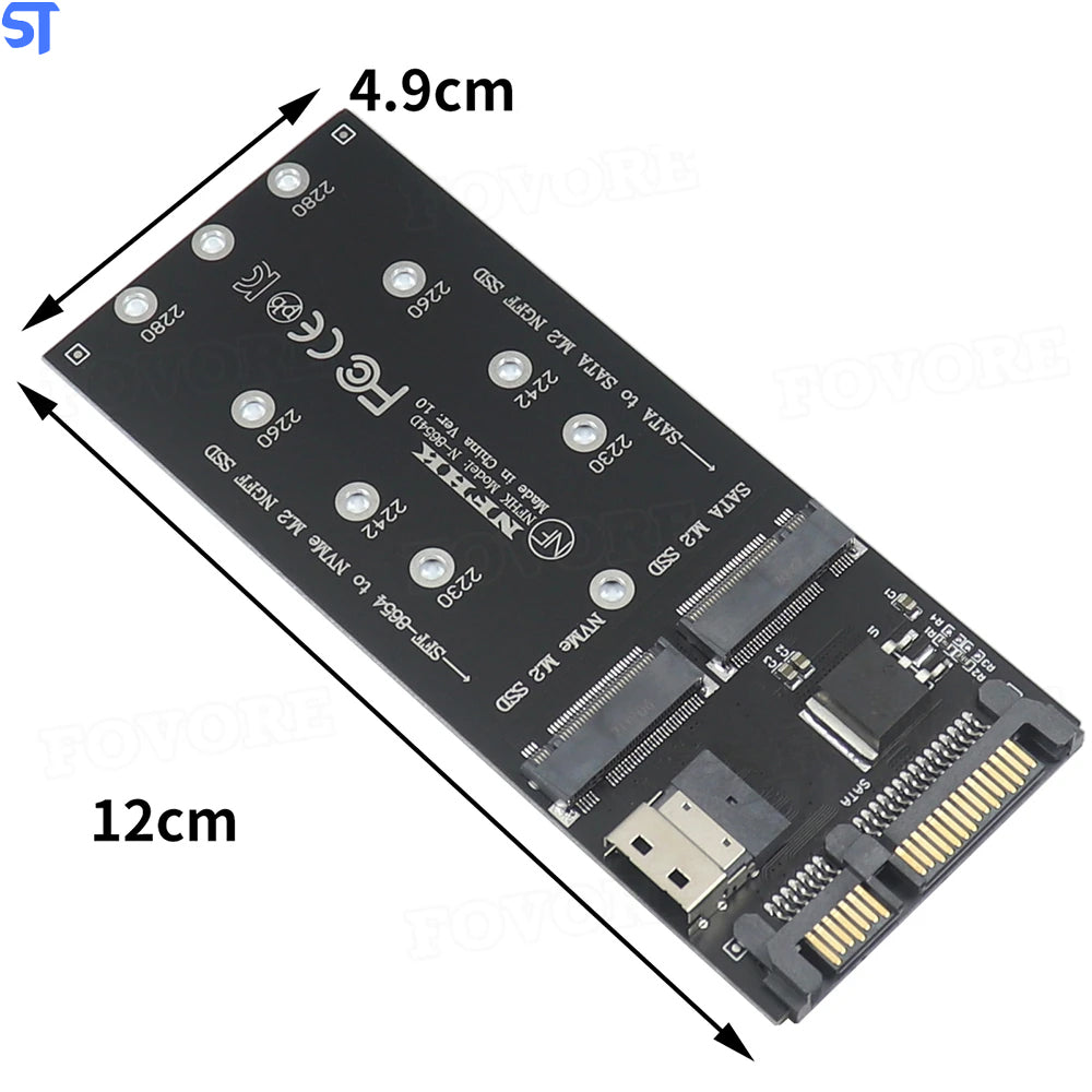 Placa Adaptadora de SATA Para M.2 Sata SSD e M.2 NVME - SFF-8654