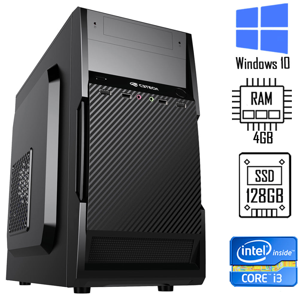 Computador Core i3-2130- HD SSD ST 128GB - Memória 4GB - Gab MT-25V2BK- Windows 10