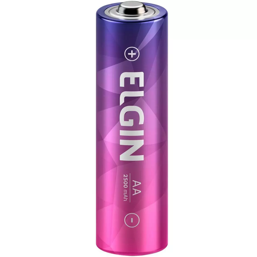 Pilha Recarregável AA - 1,2V 2500mAh Blister Com 2 Unidades Elgin ELE000000082172