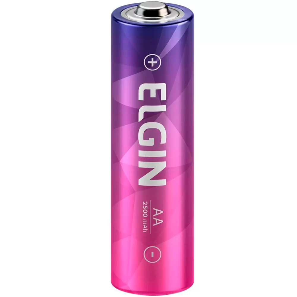 Pilha Recarregável AA - 1,2V 2500mAh Blister Com 2 Unidades Elgin ELE000000082172