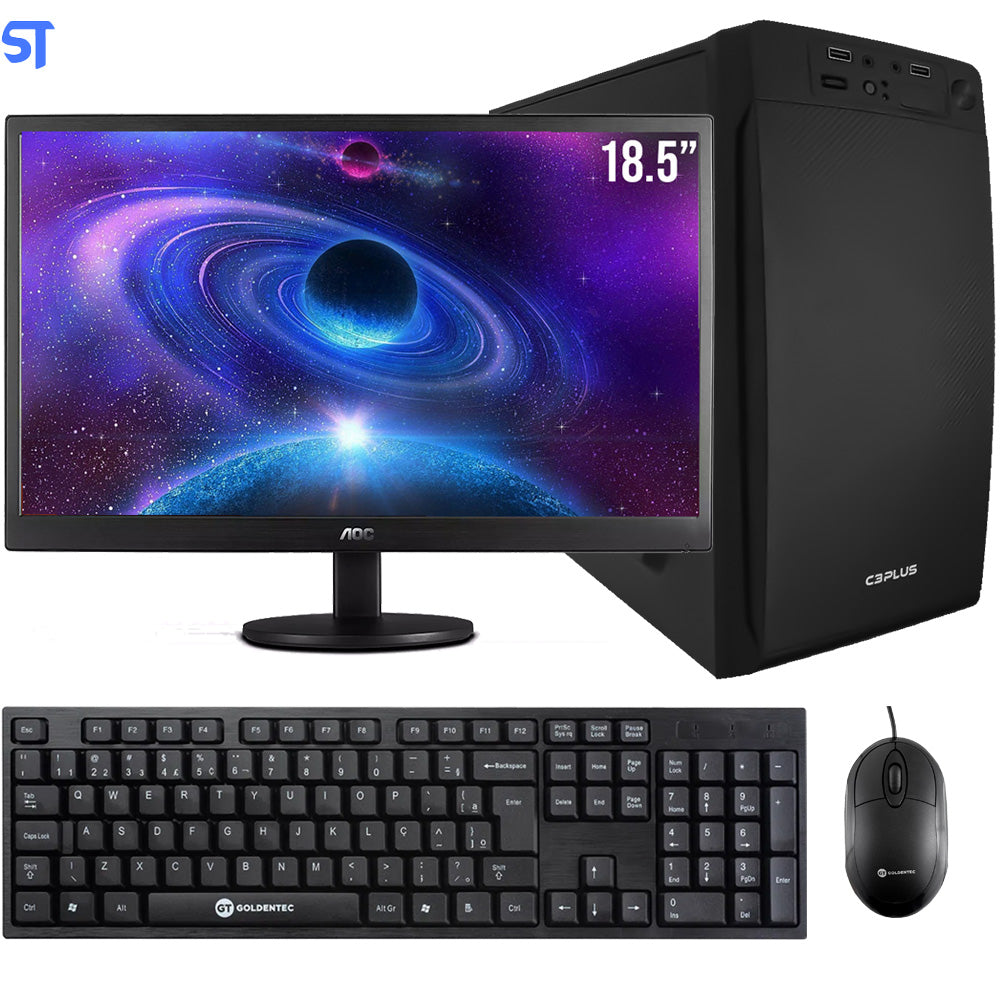 Computador Core i3-3240 HD SSD 128GB Memória Ram 4GB Wovibo Gabinete C3Tec Com Monitor 18,5 Teclado e Mouse