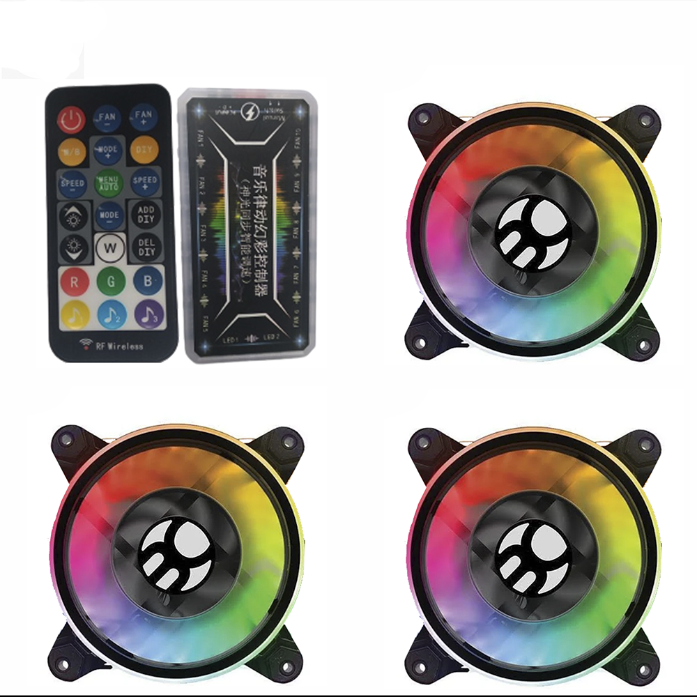 Kit Controlador De Cooler rgb 12cm Com Controle Remoto 12v e Cooler FAN Controlável Bluecase S-LED Ring BFR-15RGB