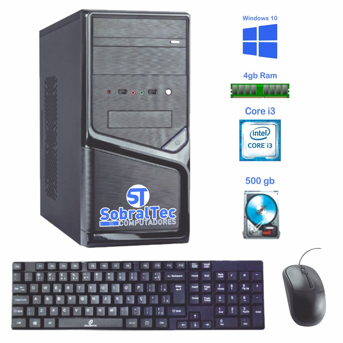 Computador Core i3 -Foxcon TG-H61-S -Memória Ram 4 GB -HD 500GB -Gab 5819C
