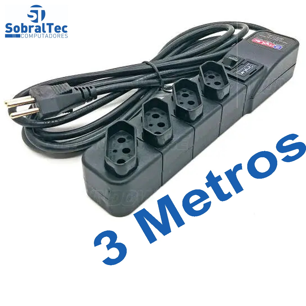 Protetor Eletrico Super Premium 4 Tomadas 3 Metros Emplac