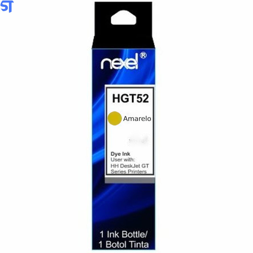 Refil de Tinta Nexel  Para HP Amarelo hGT52 Com 100 ML - GT52m GT5822 Para HP Smart Tank/Series Ink Tank /DeskJet GT 580