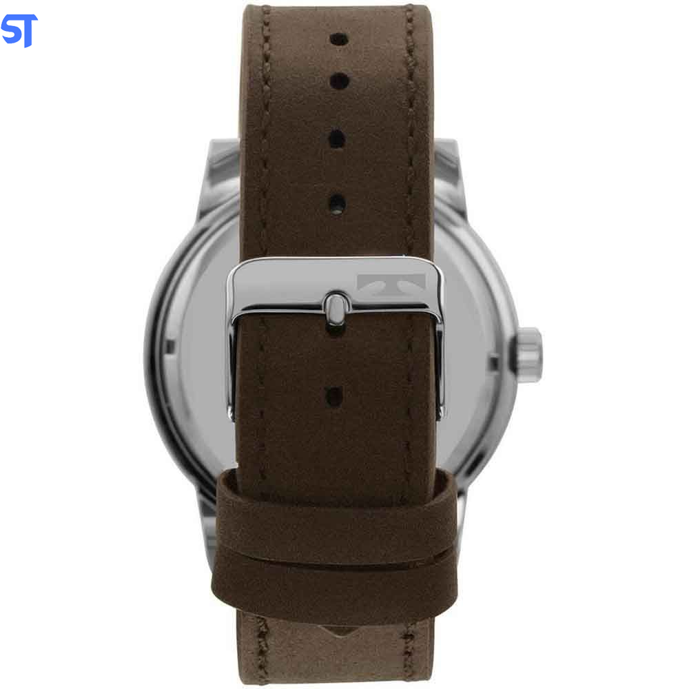 Relógio De Pulso Technos Social Pulseira De Couro Marrom Prata Masculino Golf 2115mxb/0p