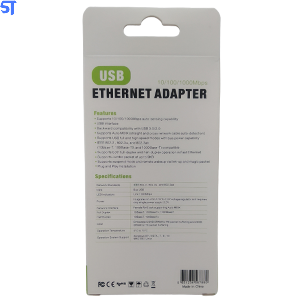 Adaptador Ethernet USB 3.0/ 2.0 Para RJ45 Gigabit 10/100/1000 Lan Placa De Rede Externa