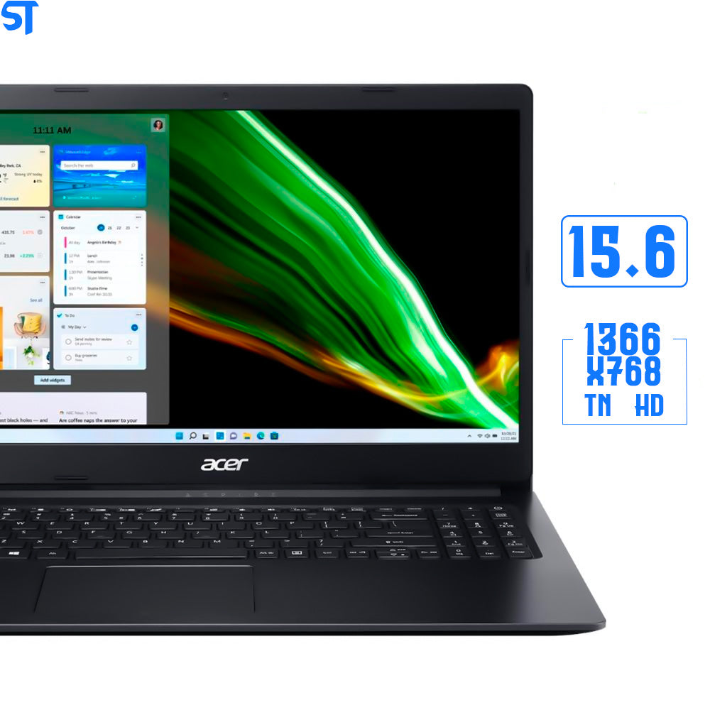Notebook Acer Aspire 3 Intel N4020 Dual Core, 4GB RAM, SSD 128GB, 15.6 HD, Windows 11, Office, Preto - A315-34-C2BV