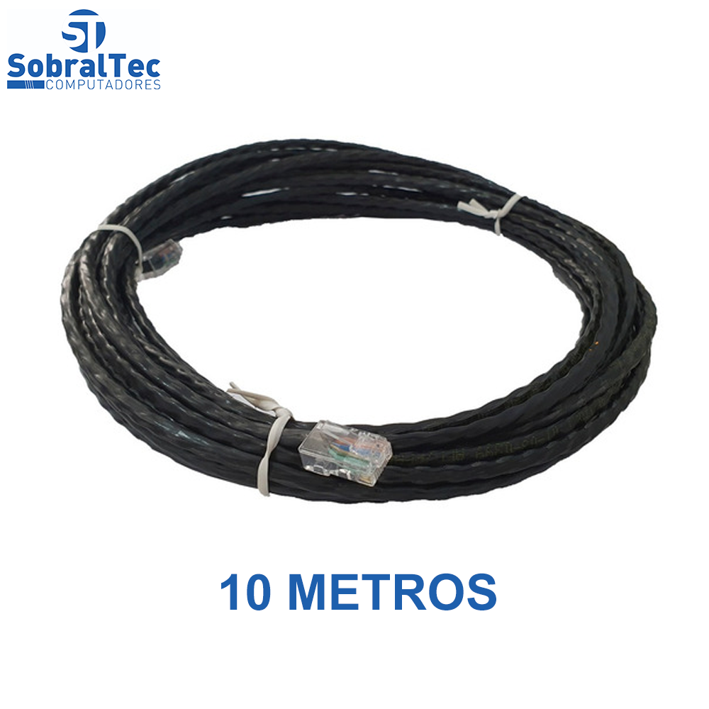 Cabo de Rede 10 Metros Mk2 Tecno 23AWG UTP Categoria 5E Preto 10Mt